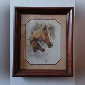 Framed Horse Portrait Art, In Good Condition.
